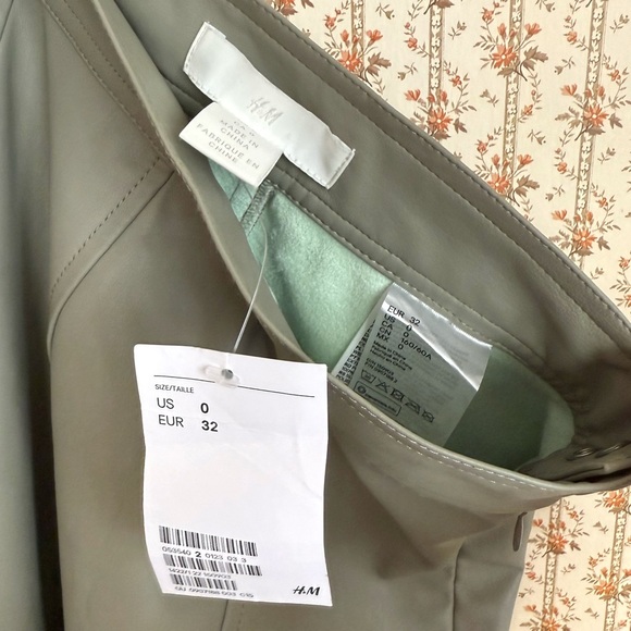 NWT H&M Vegan Leather A-Line Midi Skirt in Greige | 0 - Picture 6 of 6